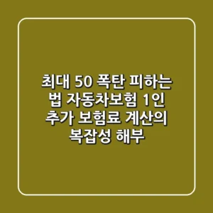 "최대 50% 폭탄 피하는 법", 자동차보험 1인 추가 보험료 계산의 복잡성 해부