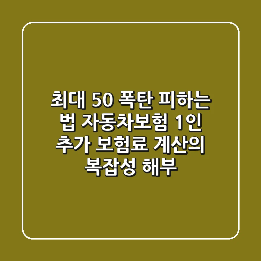 "최대 50% 폭탄 피하는 법", 자동차보험 1인 추가 보험료 계산의 복잡성 해부