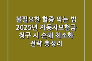 “불필요한 할증 막는 법”, 2025년 자동차보험금 청구 시 손해 최소화 전략 총정리