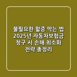 "불필요한 할증 막는 법", 2025년 자동차보험금 청구 시 손해 최소화 전략 총정리