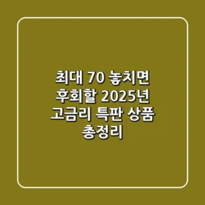 "최대 7.0%", 놓치면 후회할 2025년 고금리 특판 상품 총정리