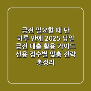 “급전 필요할 때 단 하루 만에”, 2025 당일 급전 대출 활용 가이드: 신용 점수별 맞춤 전략 총정리