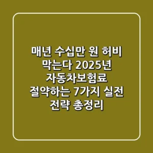 "매년 수십만 원 허비 막는다", 2025년 자동차보험료 절약하는 7가지 실전 전략 총정리