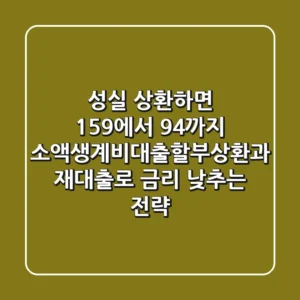 "성실 상환하면 15.9%에서 9.4%까지?", 소액생계비대출할부상환과 재대출로 금리 낮추는 전략