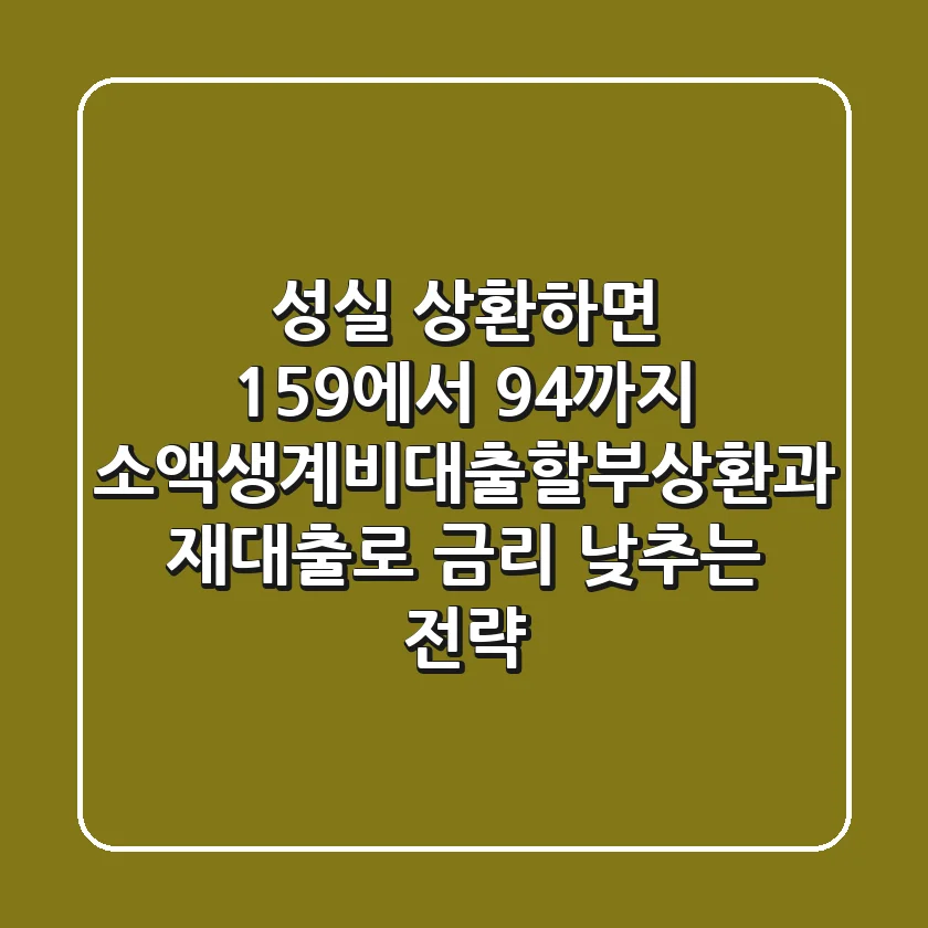 "성실 상환하면 15.9%에서 9.4%까지?", 소액생계비대출할부상환과 재대출로 금리 낮추는 전략