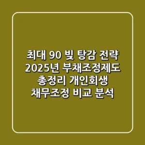 "최대 90% 빚 탕감 전략", 2025년 부채조정제도 총정리: 개인회생, 채무조정 비교 분석