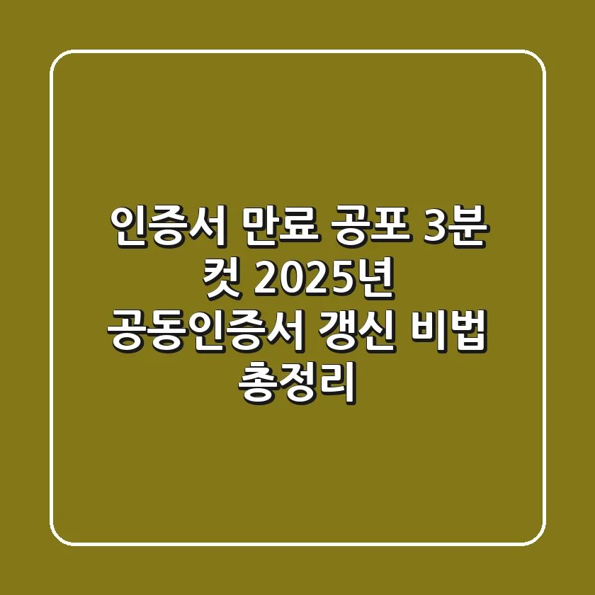 "인증서 만료 공포 3분 컷", 2025년 공동인증서 갱신 비법 총정리