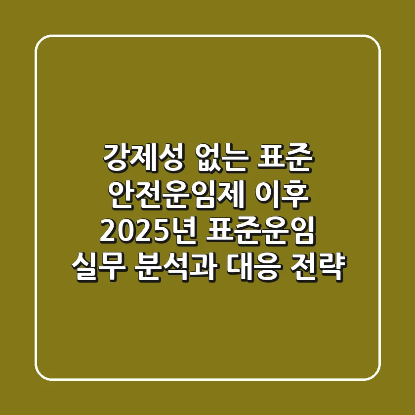 "강제성 없는 표준", 안전운임제 이후 2025년 표준운임 실무 분석과 대응 전략