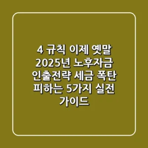 "4% 규칙 이제 옛말", 2025년 노후자금 인출전략 세금 폭탄 피하는 5가지 실전 가이드