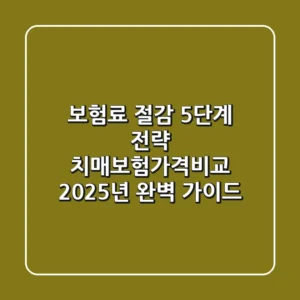 "보험료 절감 5단계 전략", 치매보험가격비교, 2025년 완벽 가이드