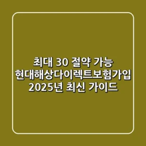 "최대 30% 절약 가능", 현대해상다이렉트보험가입 2025년 최신 가이드