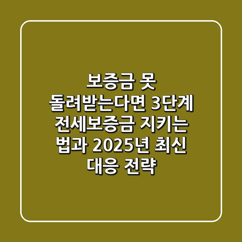 "보증금 못 돌려받는다면?", 3단계 전세보증금 지키는 법과 2025년 최신 대응 전략